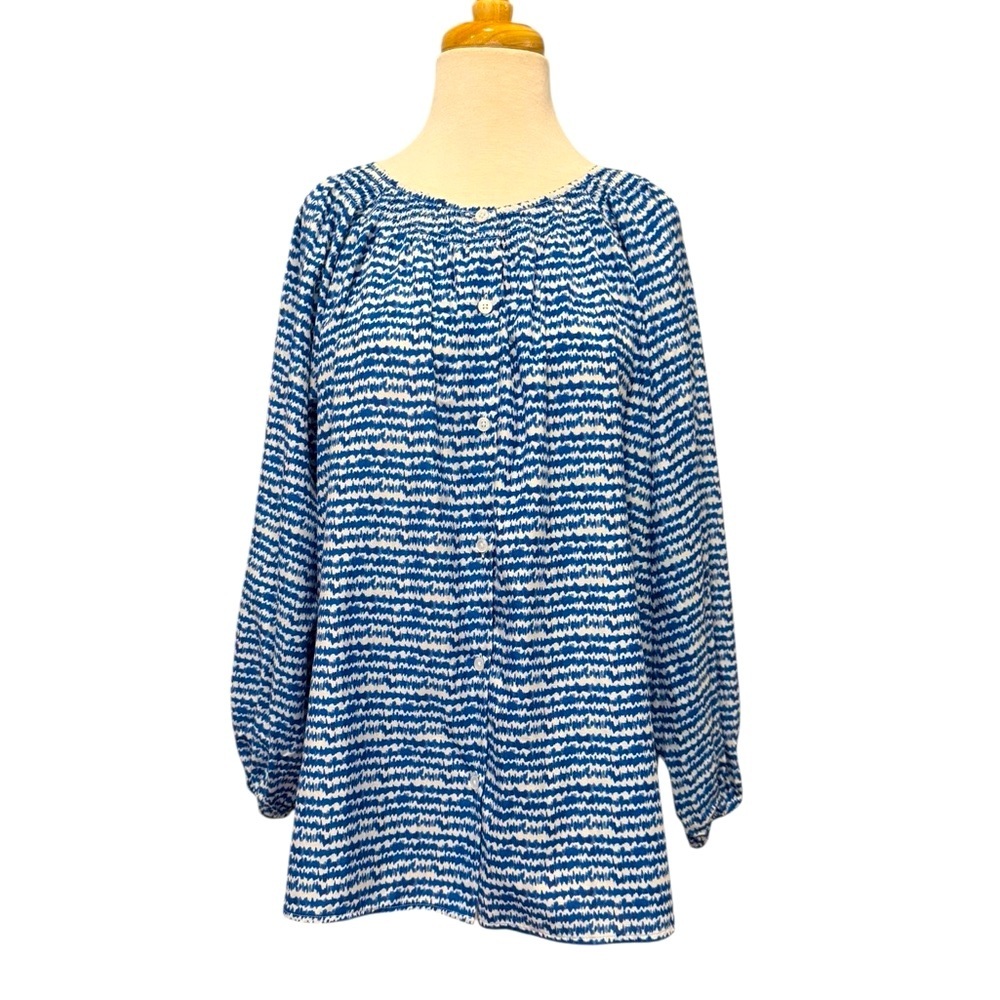 Tucker NYC The Classic Blouse Cobalt Sound Silk Cotton XL NWT - Picture 2 of 10